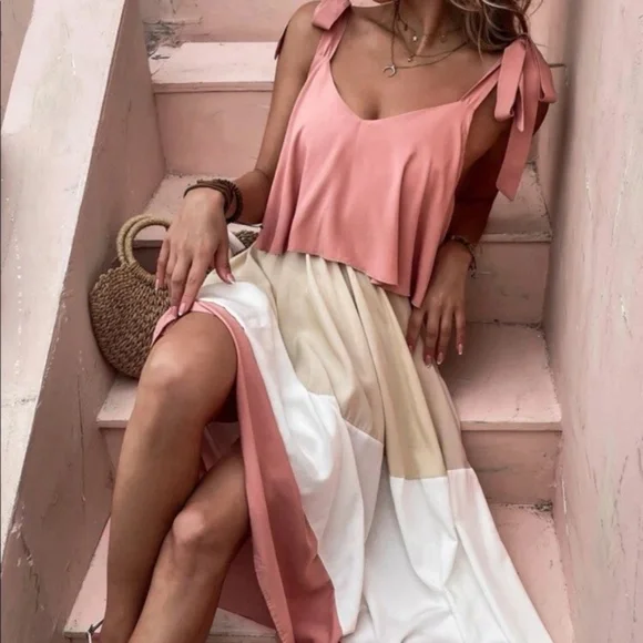 Bohemian Color Block Maxi Dress - Picture 3 of 12